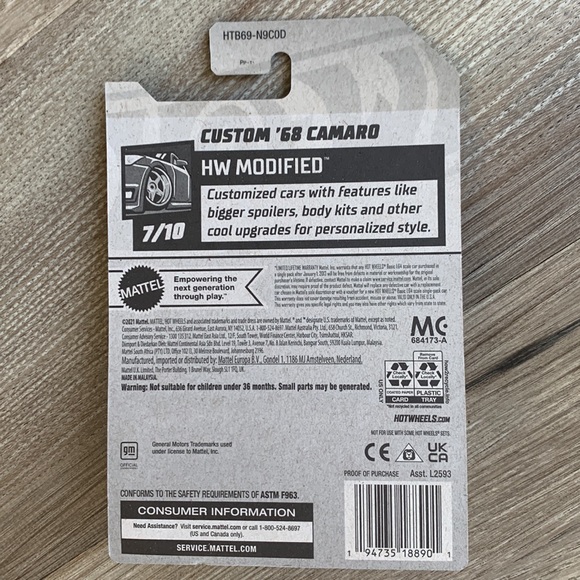 Hot Wheels Custom 1968 Camaro Chevrolet Hotwheels 1960s Chevy Muscle Car 🆕 2024 - Picture 8 of 9